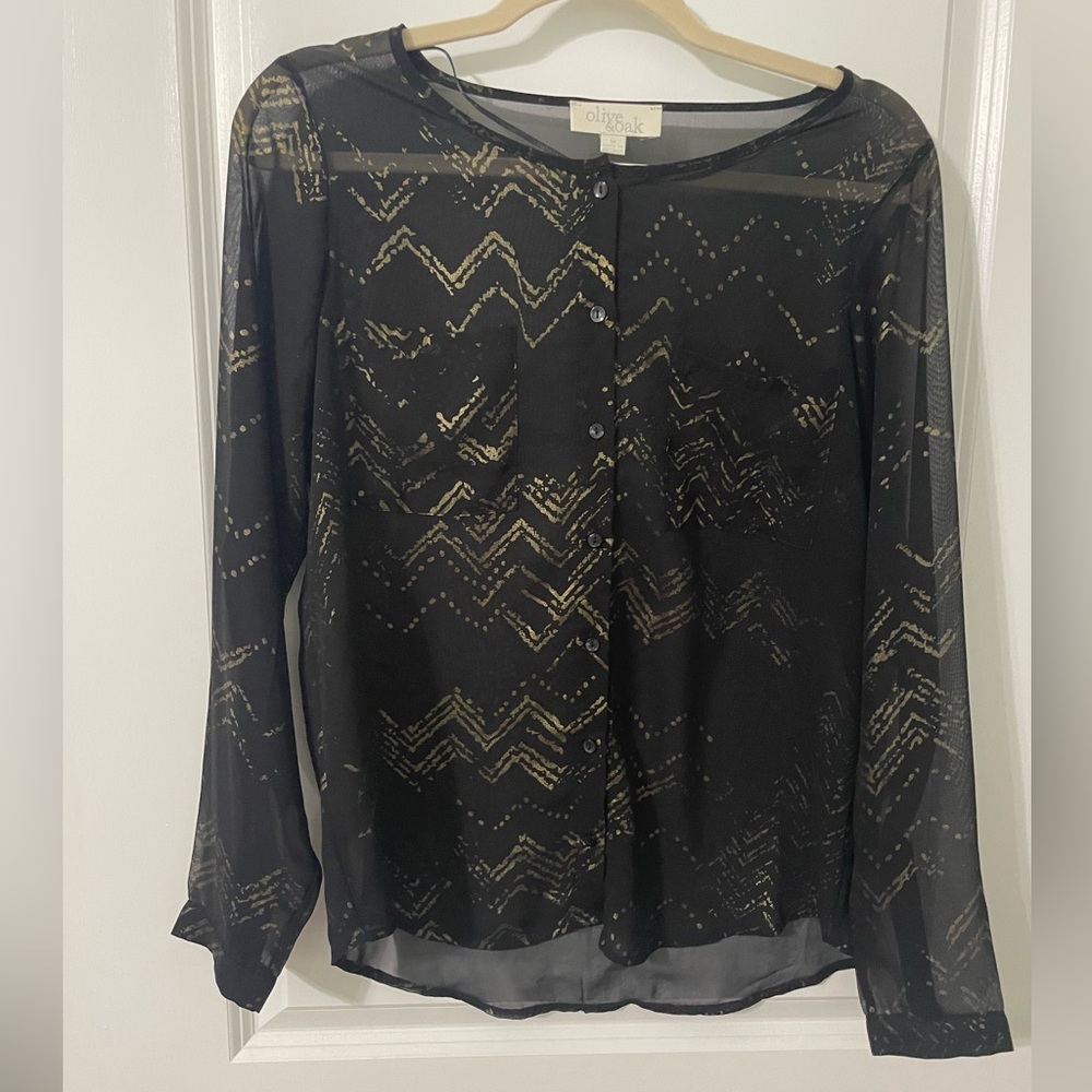 Black and Gold Sheer Blouse
